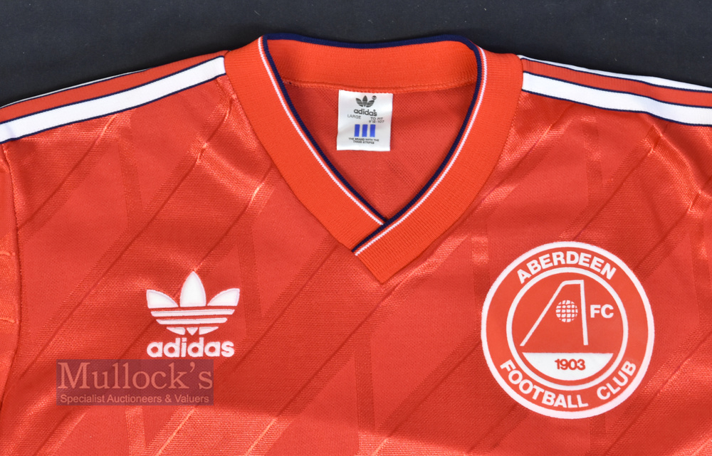 1986/87 Aberdeen FC Home Football Shirt Adidas, in red, size large, short sleeve - Image 2 of 2