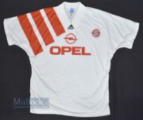 1991/93 Bayern Munich Away Football Shirt Adidas/Opel, in white and red, short sleeve, size L