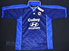 Circa 2000s Cumbran Town Home Football Shirt Stanno, Colley Hyundai, in Blue, size M/L, short