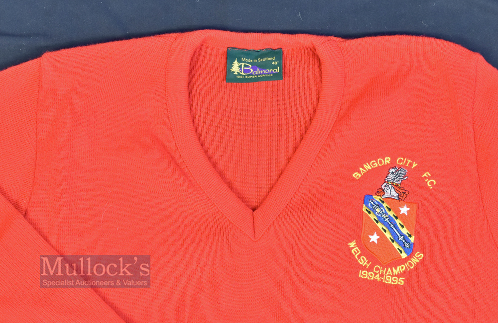 1994/95 Welsh Champions Bangor City FC Knitted Jumper made by Balmoral Scotland, size 40, in red, - Image 2 of 2
