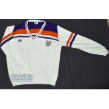 Circa 1980s England vintage knitted jumper Admiral, size 40", in white, blue and red