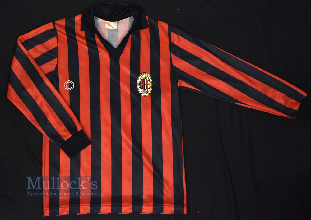 Retro AC Milan Home Football Shirt Coffer Sports, size 40, long sleeve, red and black