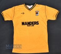 1989-90 Wolverhampton Wanders Wolves Shirt by Scoreline with Manders sponsor logo, short sleeve,