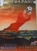 1984 France 'Paris' European Championship Football Poster in colour, measures 85x60cm approx.