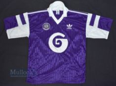 1989/92 RSC Anderlecht Home Football Shirt Adidas, 42/44in purple/white, short sleeve