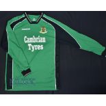 2004/05 Aberystwyth Town AFC Home Football Shirt Cambrian Tyres, Prostar, in green and black, size