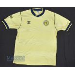 1985/86 Scotland International Away Football Shirt Umbro, in yellow, with SFA badge to sleeve,