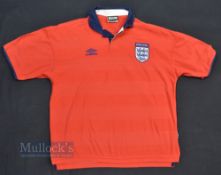 1999/01 England International Away football shirt size large in red away, Umbro short sleeve