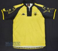 1999/00 AEK Athens Home Football Shirt Kappa, size L, yellow and black, short sleeve