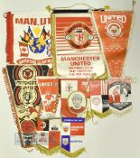 Selection of Circa 1960s Manchester United Football Pennants varying shapes and sizes, features