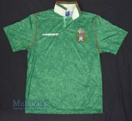 1994/96 Mexico International Home Football Shirt Umbro, size L, in green, short sleeve