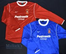 2x Circa 1990s/00s Bangor City Home and Away Football Shirts both Pentreath Group, Nike, in blue and