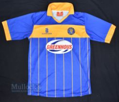 2013/15 Shrewsbury Town Home Football Shirt Surridge, Greenhous, size L, blue and amber, short
