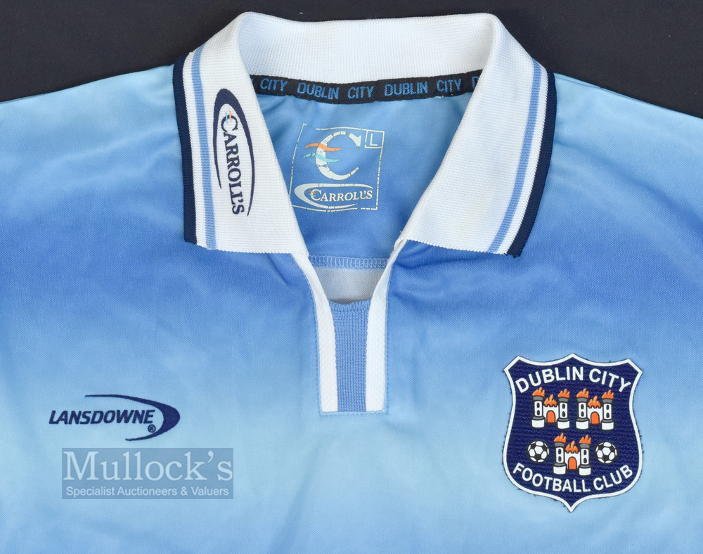 2002/03 Dublin City Home Football Shirt Lansdowne/Carroll's, size L, in blue, short sleeve - Image 2 of 2