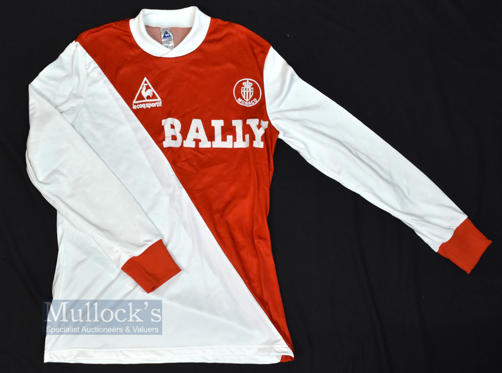 Circa 1980s Monaco Home Football Shirt Lecoqsportif, Bally, red and white, adult size M/L, long