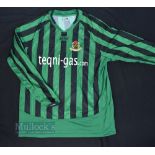 Circa late 2000s Aberystwyth Town AFC Home Football Shirt teqni-gas, Jako, size XL, green and black,