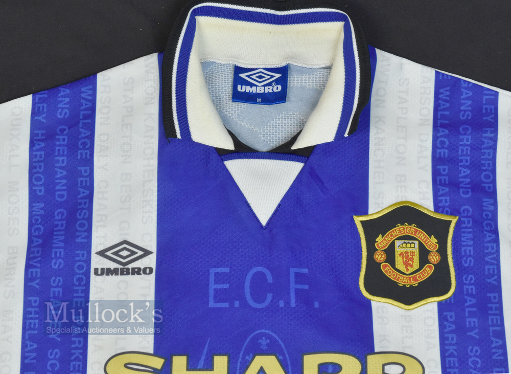 1994/96 Manchester United Third Football Shirt Umbro, Sharp, in blue and white, size M, short - Image 2 of 2
