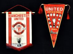 Alex Ferguson and Bryan Robson Signed Manchester United Football Pennant European Cup Winners 1968