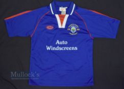 2000/01 Linfield FC Home Football Shirt Bossco/Auto Windscreens, in blue, short sleeve, adult size