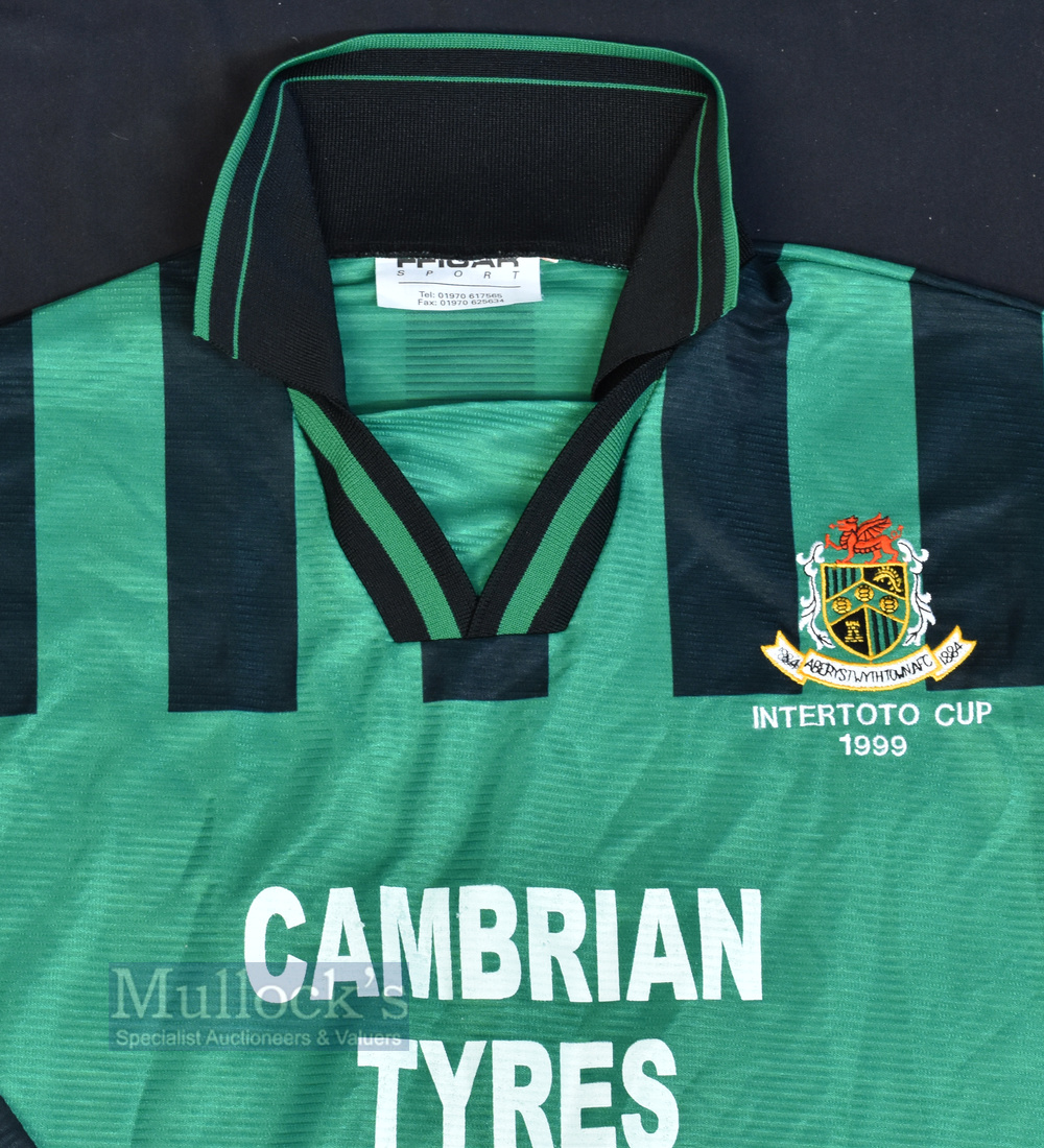 1999 Aberystwyth Town AFC Intertoto Cup Home Football Shirt Cambrian Tyres, Ffigar Sport size XL, in - Image 2 of 2