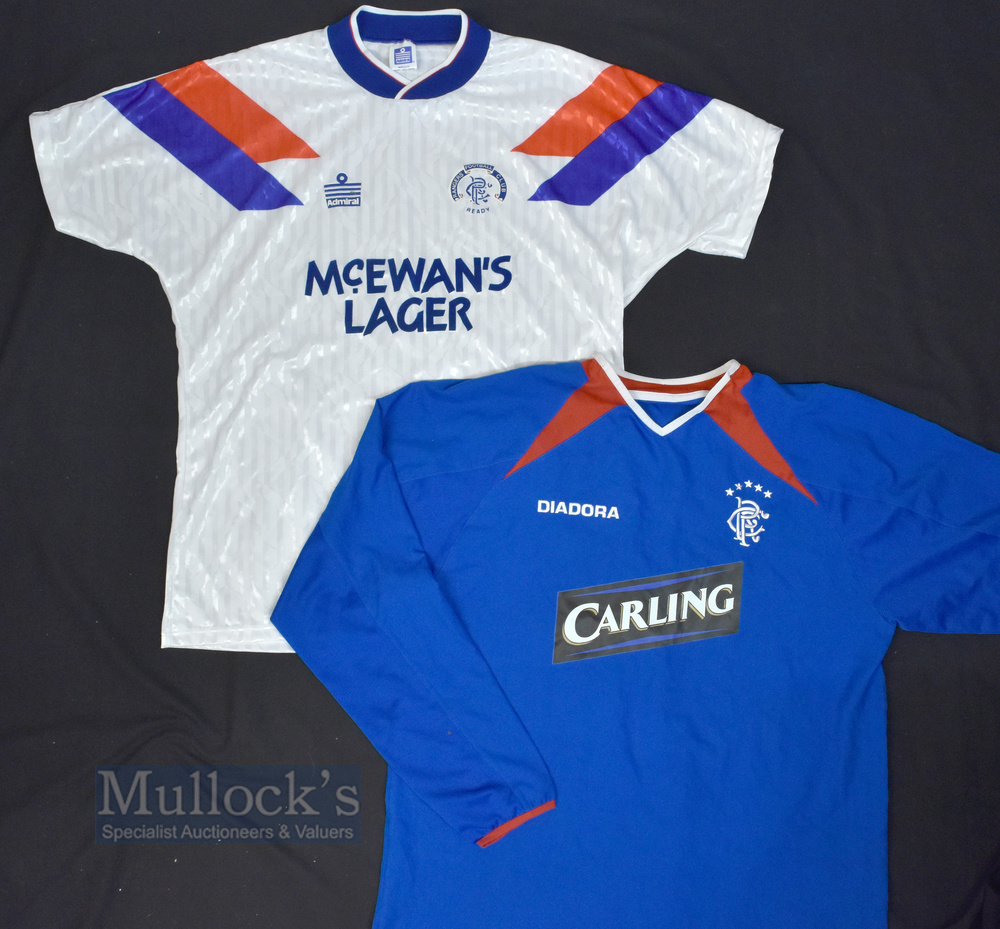 1990/92 Rangers Away Football Shirt Admiral McEwans Lager, in white, size 42/44, short sleeve,