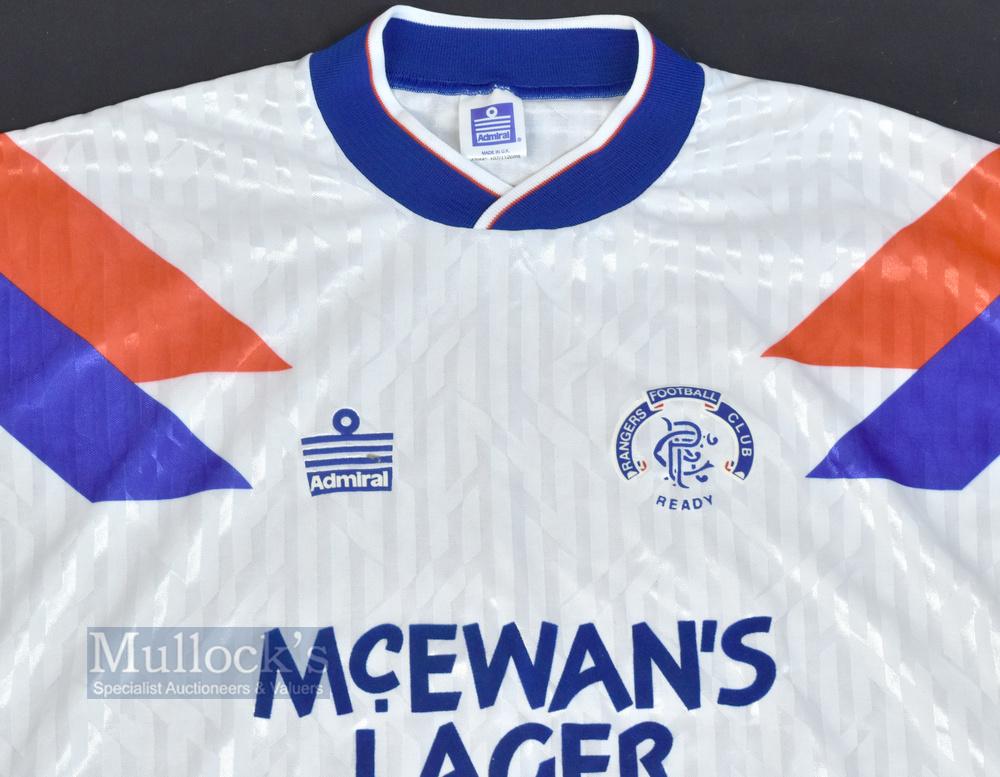 1990/92 Rangers Away Football Shirt Admiral McEwans Lager, in white, size 42/44, short sleeve, - Image 2 of 2