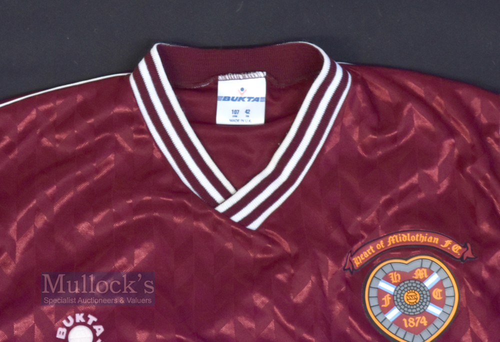 1989/90 Hearts of Midlothian Home Football Shirt Bukta, Thorn Security, maroon, short sleeve, size - Image 2 of 2
