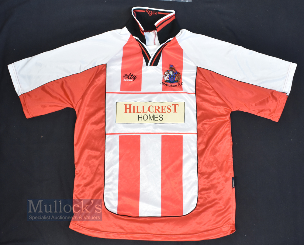 2002/03 Altrincham FC Home Football Shirt Hillcrest Homes, size L, white and red, short sleeve