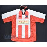 2002/03 Altrincham FC Home Football Shirt Hillcrest Homes, size L, white and red, short sleeve