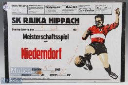 1984 Austrian Football match Poster Meisterschaftsspiel gegen Niederndof under a clip frame. The