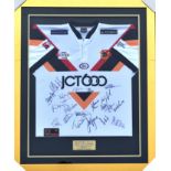 2005 Signed Bradford Bulls Rugby League World Campions Shirts, with multiple signatures, framed