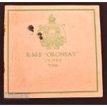 RMS "Oronsay" 20,000 Tons, 1930s, Orient Line Mail Steamer to Australia - a 16-page pictorial