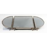 Three Piece Mirrored Table Centrepiece with square shaped centre section with half circle ends, each