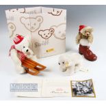 3x Steiff Soft Toys / Jointed Bear, to include Snobby polar bear 11300,15cm tall Steiff Christmas