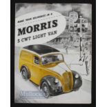 Morris 5 Cwt Light Van 1952 Sales Brochure a large 4 page sales brochure illustrating this van. Also