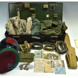 c1940-1970 British Army Military Metal Trunk, with assorted military items inside, to include