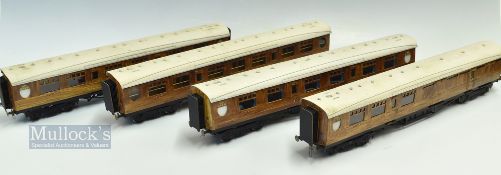 Rake of 4x LNER Teak 1st, O Gauge Kenard Fine-scale Model Railway Carriages/Coach, well-built kit
