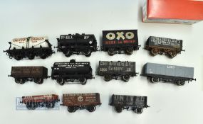 11x O Gauge Fine-scale Model Railway Tankers, OXO Private Van, Private Coal wagons well-made model