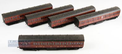 Rake of 5x O Gauge Fine-scale Model Railway Carriages /Coach, kit built LMS 1st +3rd class