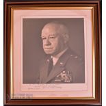 Americana - Omar Bradley (1893-1981) Signed Framed Display dated 1969 personally inscribed in blue