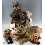 Soft Toy Collection to include a large real soft toys Alsatian dog 65cm long, Harrods annual bear