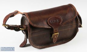 Brett Parsons Leather Shotgun Cartridge Pouch/ case larger size for up to 150 cartridges, with signs