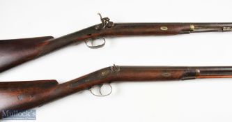 Two 19th century Percussion Rifles both with engraved lock plates, one engraved Smith the other with