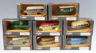 8x Corgi Classic Bedford Coaches and Vans, to include type OB coaches and O series vans, boxes do