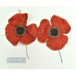 c1920 Two Haig Fund Injured Solders silk Poppies Haig Fund started in the 1920s to raise money for