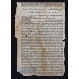 Early Scottish Broadside of 1579 - "Ane Proclamatioun for publischeing of the Actis of