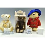 3 x Steiff Bears, to include a 2007 Paddington bear, a brown jointed bear with hump to back in a box