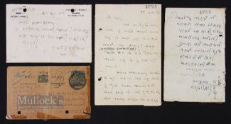 M K Gandhi Hand Written Letters and Postcards - A Collection of four and dated 1st September 1932,