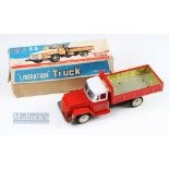 c1960 Liberation Truck Fiction Tinplate Toy, red body made in China Mf2 164 and in original box with