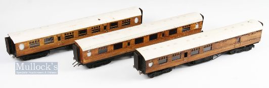 Rake of 3x LNER Teak 3rd, O Gauge Kenard Fine-scale Model Railway Carriages/Coach, well-built kit